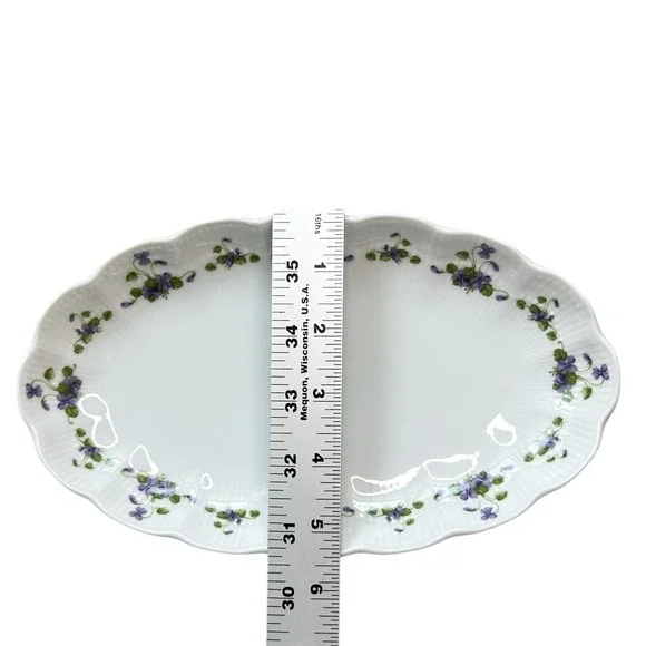 KAISER Romantica Viola Oval Pickle Dish 9 1/4" Purple Floral W. Germany - Picture 5 of 7